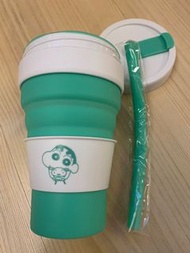 包平郵！矽膠便攜式折疊水杯連吸管
