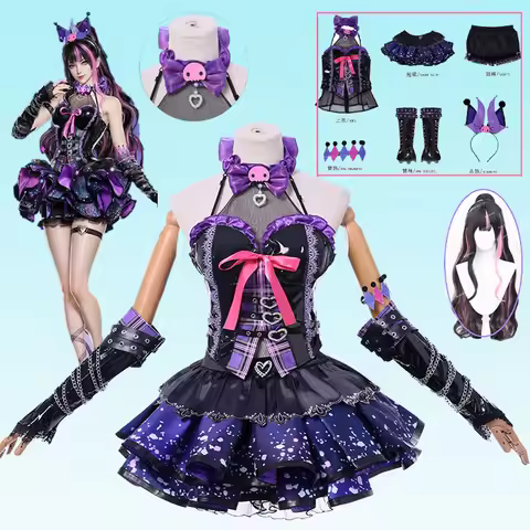 Game Tessa Cosplay Kuromi COstume Cosplay Devil Lolita Purple Dress Wig Set Party Role Play Outfit f