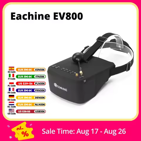 Eachine EV800 5 Inches 800x480 FPV Video Goggles 5.8G 40CH Raceband Auto-Searching Build In Battery