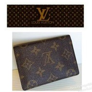 Louis Vuitton老花 證件夾 卡套對折名片夾悠遊錢包2卡短夾中夾皮夾二手真品$428 一元起標↘有