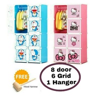 (READY STOCK)DIY Doraemon Hello Kitty 8 Cube Rack Storage Cabinet