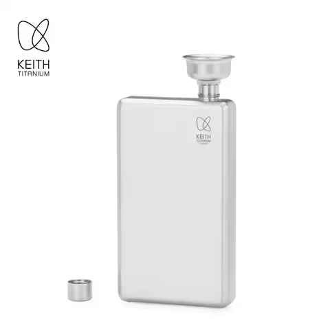 KEITH Titanium Hip Flask Leak-Proof Liquor Bottle with Funnel, Portable Ultra-Light Flask for Outdoo