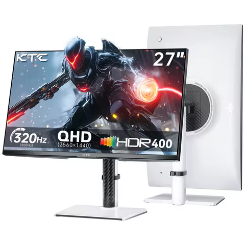 KTC 27 Inch White Gaming Monitor 300Hz/320Hz, QHD 1440P Fast IPS Computer Monitor