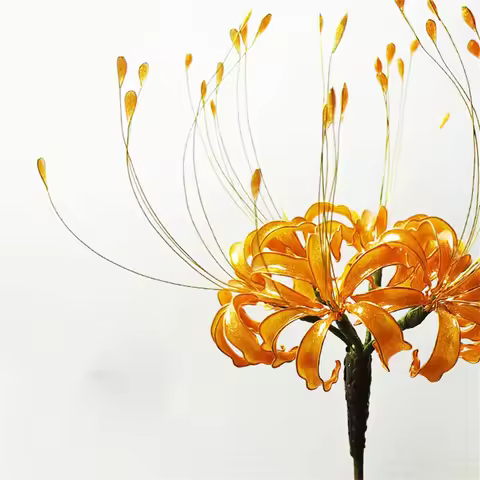 1pcs Handwork Retro Yellow Lycoris Radiata Flower Hairpin Cheongsam Hair Stick Ancient Style Hanfu A