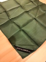 《全新》Kent &amp; Curwen 墨綠色 絲巾 手巾 袋巾 手帕