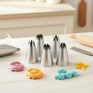 Large 5-Piece Cake Decorating Tip Set for Buttercream & Fondant (2D/1M/2A/2F/6B) Set 5 Keping Nozel 