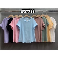 New arrivals women's causal o-neck plain cotton eyelet blouse