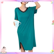 【Ready stock】cj womens sleepwear large size with sexy cleavage and V-collar neck suitable for summer