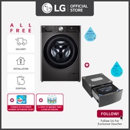 [Bulky] LG FV1411H2B 11/7KG Front Load Washer Dryer Black + LG Mini Washer TV2425NTWB 2.5kg Black Steel + Free Delivery + Free Installation + Free Disposal