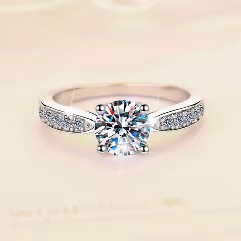 Four-Prong Fashion Ring Women's 2CT Moissanite PT950 Platinum - Platinum four-prong ring,2CT moissan