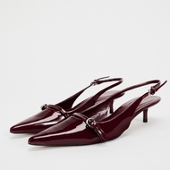 ZARAˉ 2024 Spring And Summer New Womens Shoes Crimson Fashion High Heels Muller Shoes Cat Shoes Buck