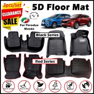 🔥Clearance🔥 Monocross 5D CARPET Car Floor Mat For Perodua Aruz Axia Myvi Viva Mazda 2 3 CX-3 CX-5