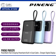 PINENG POWERBANK PN892PD 20000mAh PD 22.5W 20W FAST CHARGING POWERBANK BUILT IN DUAL-CABLE PORTABLE 