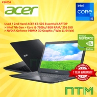 #1405 Used / 2nd hand Acer E5 Intel Core I5-7200U 8GB 256GB SSD Nvidia GF940MX 3D Graphic 15.6" FHD 
