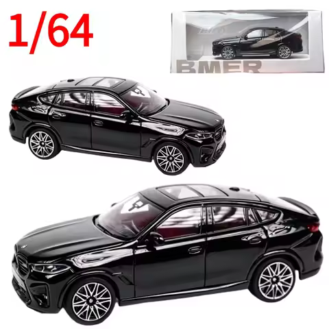 BMER Diecast 1:64 Scale X6M Competition Gloss Black Car Model Alloy BMW Play Vehicles Collectible Mo