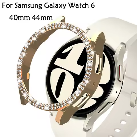 Double Diamond Case For Samsung Galaxy Watch 6 40mm 44mm Cover Bling PC Hollow Frame Protective Bump