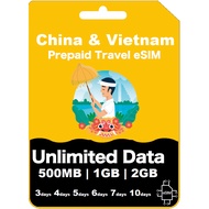 【eSIM】 China & Vietnam Unlimited High Speed Data eSIM【3 - 10 days】