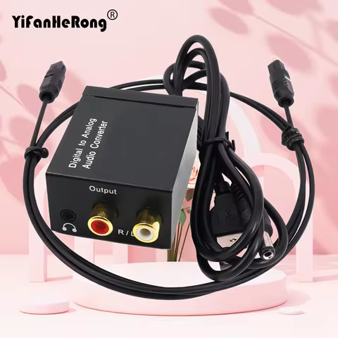 3.5mm Digital To Analog Audio Converter Optical Fiber Coaxial Rca Amplifier Decoder Signal To Analog