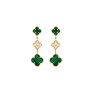 Van Cleef & Arpels Magic Alhambra earrings 3 motifs 18K Yellow goldDiamondMalachite Unused