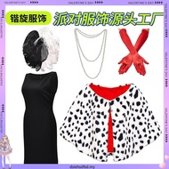 Ready Stock Cruella de Vil Cosplay Gown - Black & White Styled Dresses Inspired by 101 Dalmatians