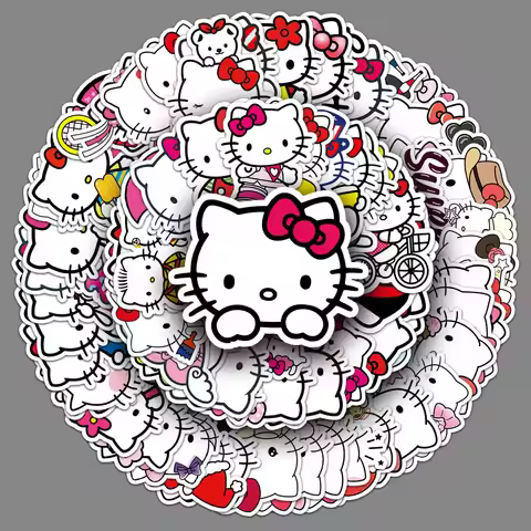 100 Hello Kitty Graffiti Stickers Cartoon Cute Sanrio Decoration Luggage Bottle Stickers