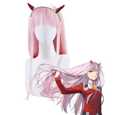 DARLING in the FRANXX 02 Cosplay Wig Zero Two Wigs Without Headwear Role Play Pink Color Cos Perucas