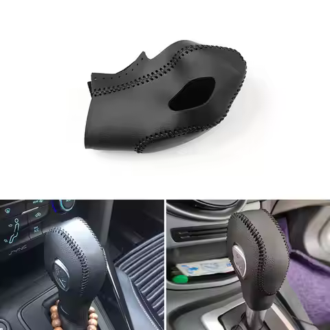 Car Inner Gear Shift Knob Microfiber Leather Cover Trim For Ford Focus Fiesta EcoSport Escape Fusion