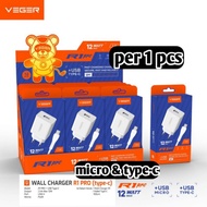 VEGER R1 PRO MICRO & TYPE-C 12W fast charger 2.4A