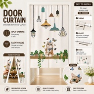 Door Curtain Doorway Curtain Room Divider for Cafe Restaurant Living Room Kitchen Hanging Decor Fabr