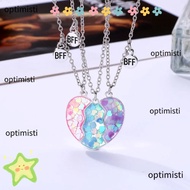 OPTIMISTI 3Pcs Matching Heart Pendant Necklace, Alloy Friendship BFF Necklaces, Cute Friendship Jewe