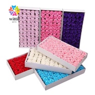 WITTII 50Pcs Soap Rose Flower, Realistic Floral Three Layer Rose Foam Rose, Romantic Handmade Wreath