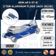 ALUMINIUM FLOOR JACK 3 TON WITH RAPID PUMP - LIGHTWEIGHT ALUMINUM