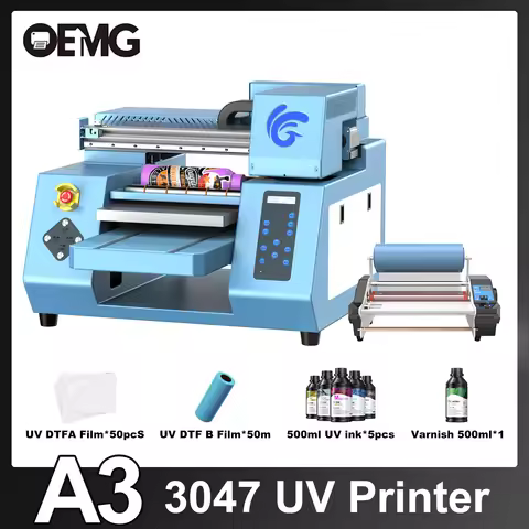 3047 Pro A3+ UV LED Inkjet Printer, Desktop Flatbed Direct to Object Printer White Varnish Ink for C