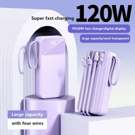 【SG Seller】20000mah large capacity power bank Mini PD120w fast charge power bank  night light with 4-wires power bank