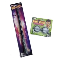 Set of 2 Harry Potter wizard glasses and magic wands for children to dress up for halloween