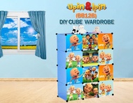 Upin Boboiboy BLUE 12 cube DIY Multipurpose Wardrobe Cabinet Clothes Storage Organizer Almari Rak Dropship