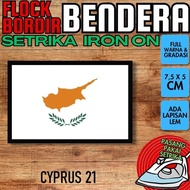 Ready to ship] IRON-ON Flock Emblem Badge Patch with National Flag Embroidery - CYPRUS [21] Square L