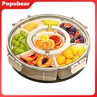 Woeuri Rotating Fruit Plate Snack Box with Spinning Design Portable Rotating Snack Plate with 6 Comp