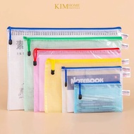 KIMHOME mesh zipper pouch waterproof pencil case bag plastic envelope file organizer B4 A4 B5 A5 A6