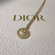 Dior N2636 PETIT CD BAROQUE LOGO 巴洛克珍珠白色玻璃金色金屬 項鍊 頸鏈