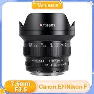 7artisans 7.5mm F3.5 Fisheye Wide angle Manual Focus APS-C Lens for Canon EF 77D 80D DSLR Cameras