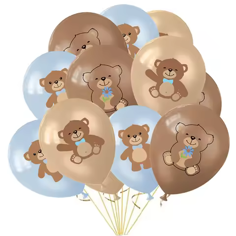 Carton Bear Latex Balloons 3D Brown Bear Foil Baloon for Baby Shower Kids Happy Birthday Decorations
