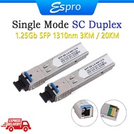 1Pair SFP SC Sigle Mode Duplex 1.25G 1310nm SFP Module Single Mode 3KM/20KM SC DDM