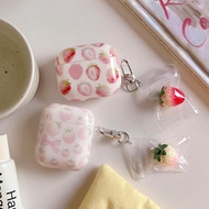 Korean Cute Pink Bow Strawberry Phone Case with Pendant for Airpods 3 2 1 Airpods Pro 4 3 2 1 Airpod