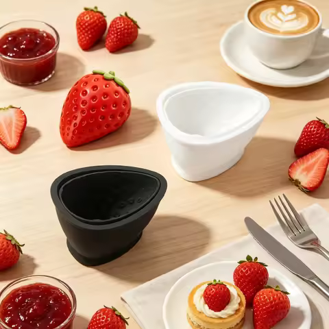 Single or 8 or 10 or 15-Cell Strawberry Design Fruit Mousse Mould Food Grade Silicone Cake Mold Choc