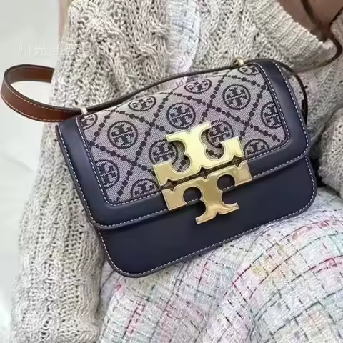 Women's Luxury Gold Brick Square Bag, TORY BURCH‌ Vintage Monogram Jacquard Crossbody Bag, Versatile