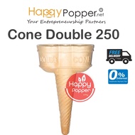 HAPPYPOPPER Double Cone 250 Kon Aiskrim Ice Cream Cone Low Sugar Twins Cone 250Pcs/Ctn Aiskrim Kon 双