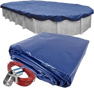 Pool Mate 21 x 41 ft Extra-Strength Blue Winter Oval Pool Cover for Above Ground Pools, 4 ft Overlap