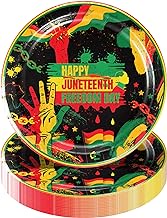 Heyiminy 12Pcs Juneteenth Paper Plates,Happy Juneteenth Party Supplies,7 inches Disposable Plates for June 19th Freedom Independence Day Black History Month Party Decorations