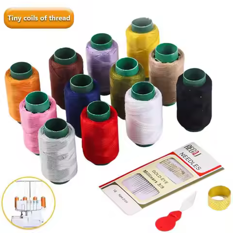 12 Color Sewing Thread Kit, Needle and Polyester Threads Small Kit, with Needle Threader for Hand & 